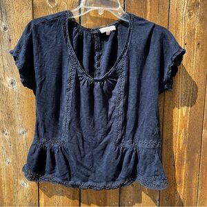 Rebecca Taylor Blue Ruffled Peplum Blouse